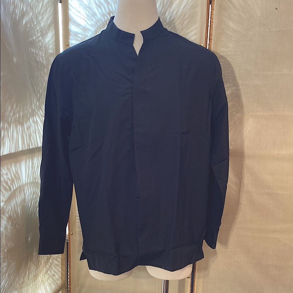 Black Long Sleeve Shirt Band Collar Sz XL NWT